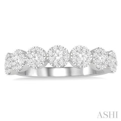 1/2 Ctw Jointed Circular Mount Lovebright round Cut Diamond Band in 14K White Gold