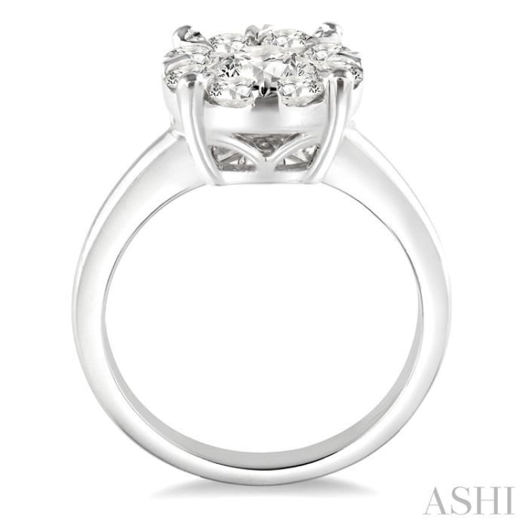 2 Ctw Lovebright Round Cut Diamond Ring in 14K White Gold