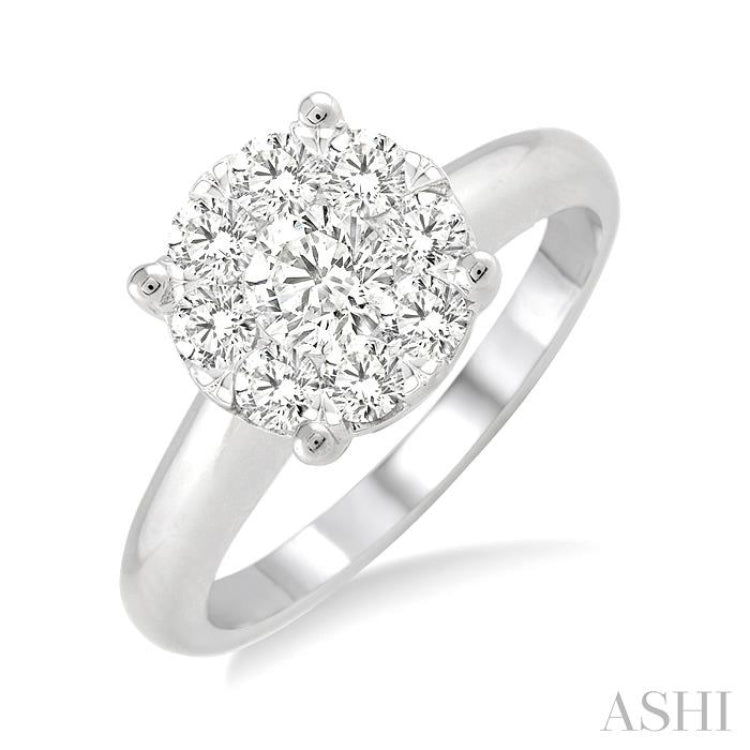 3/4 Ctw Lovebright Round Cut Diamond Ring in 14K White Gold