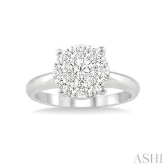 1/3 Ctw Lovebright Round Cut Diamond Ring in 14K White Gold