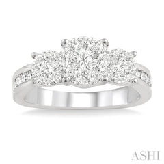 1 Ctw Lovebright Round Cut Diamond Ring in 14K White Gold