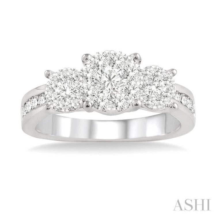 3/4 Ctw Lovebright Round Cut Diamond Ring in 14K White Gold