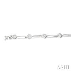 1 1/5 Ctw Lovebright Round Cut Diamond Paper Clip Link Bracelet in 14K White Gold