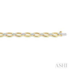 3/4 Ctw Oval Shape Link Round Cut Diamond Bracelet in 14K Yellow Gold