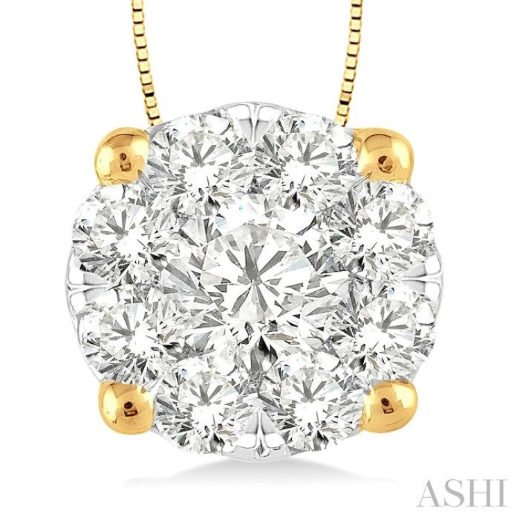 1/3 Ctw Lovebright Round Cut Diamond Pendant in 14K Yellow and White Gold with Chain