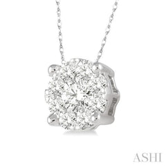 1/8 Ctw Lovebright Round Cut Diamond Pendant in 14K White Gold with Chain