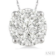 1/8 Ctw Lovebright Round Cut Diamond Pendant in 14K White Gold with Chain