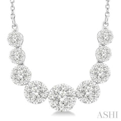 1 Ctw Round Cut Lovebright Diamond Necklace in 14K White Gold