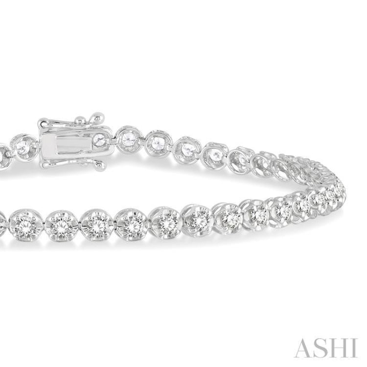 2 Ctw Round Cut Diamond Illusion Tennis Bracelet in 14K White Gold