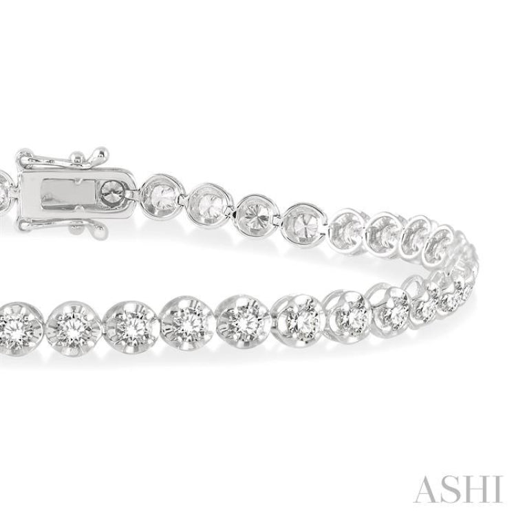 3 Ctw Round Cut Diamond Illusion Tennis Bracelet in 14K White Gold