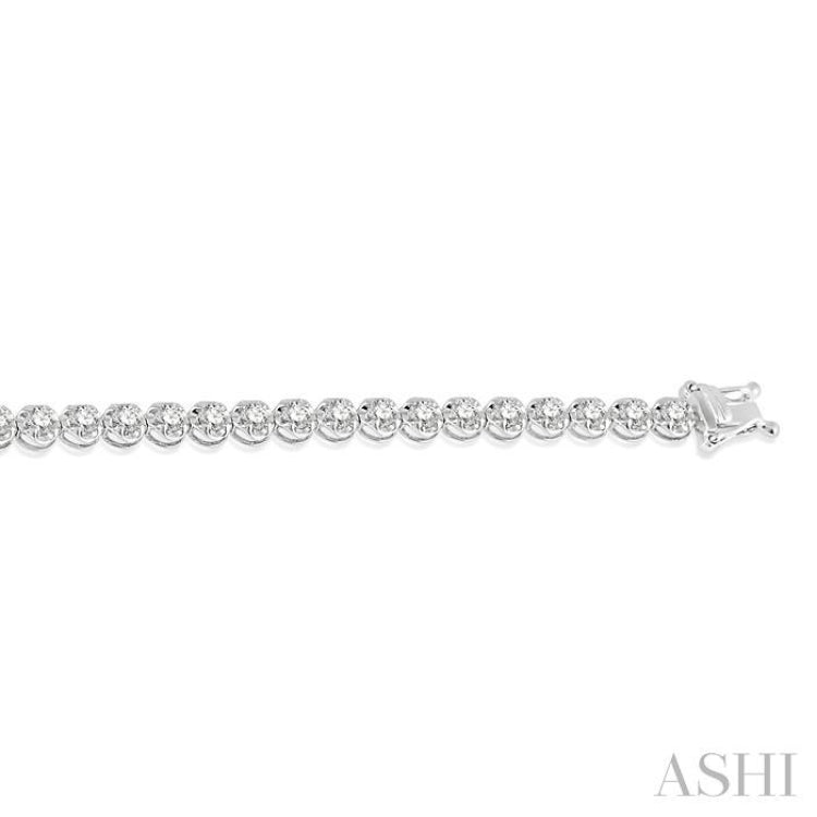 3 Ctw Round Cut Diamond Illusion Tennis Bracelet in 14K White Gold