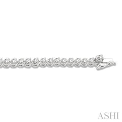 3 Ctw Tri-Prong Round Cut Diamond Tennis Bracelet in 14K White Gold