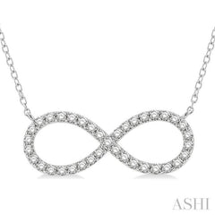 1 Ctw Round Cut Diamond Infinity Pendant in 14K White Gold