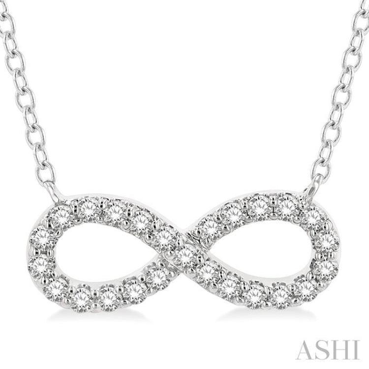 1/4 Ctw Round Cut Diamond Infinity Pendant in 14K White Gold