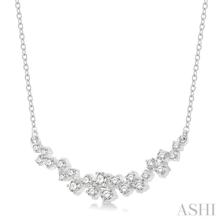 1/2 Ctw Round Cut Diamond Scatter Necklace in 14K White Gold