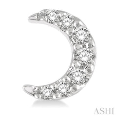 1/10 Ctw Crescent Moon Round Cut Diamond Petite Fashion Earring in 10K White Gold