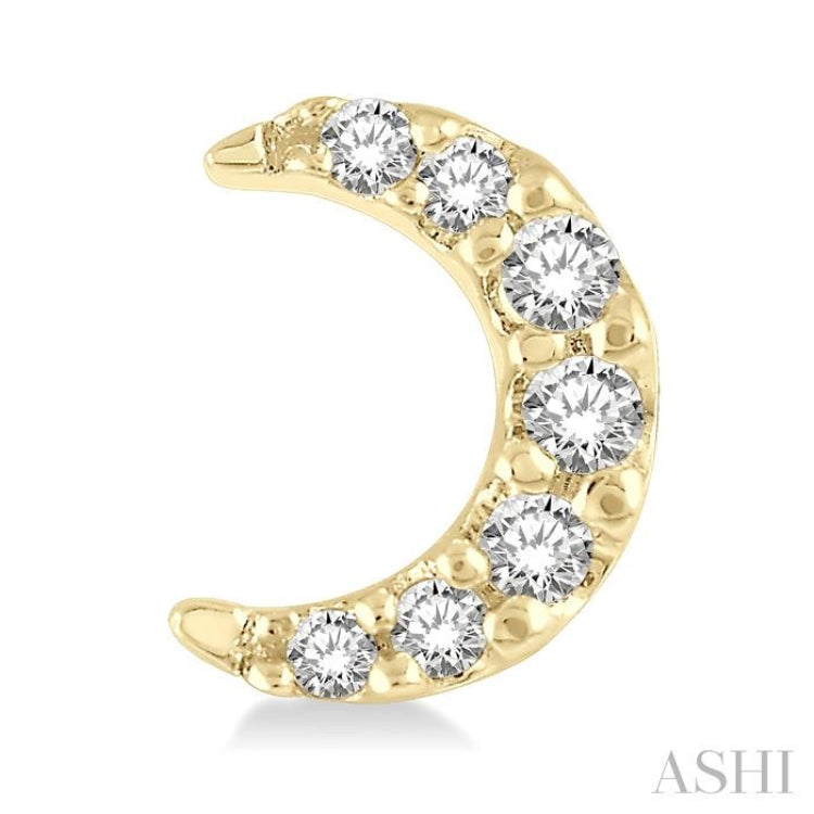 1/10 Ctw Star & Crescent Mix Round Cut Diamond Petite Fashion Earring in 10K Yellow Gold