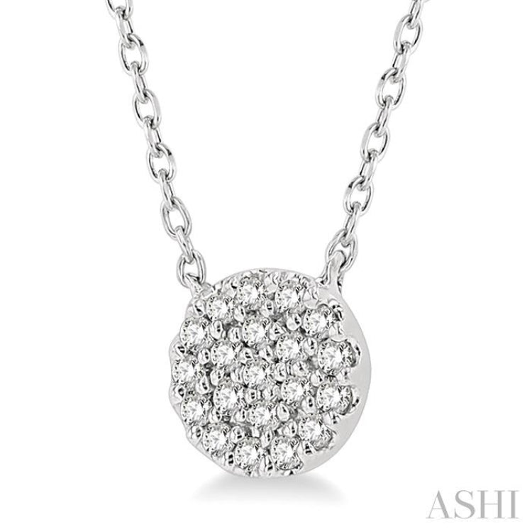 1/8 Ctw Disc Shape Round Cut Diamond Petite Fashion Pendant With Chain in 10K White Gold