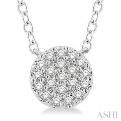 1/8 Ctw Disc Shape Round Cut Diamond Petite Fashion Pendant With Chain in 10K White Gold