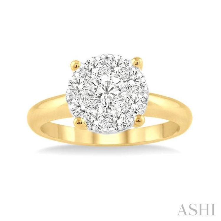 1/2 Ctw Lovebright Round Cut Diamond Ring in 14K Yellow and White Gold