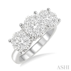 1 1/2 Ctw Lovebright Round Cut Diamond Ring in 14K White Gold