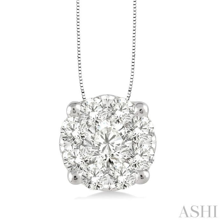 1/2 Ctw Lovebright Round Cut Diamond Pendant in 14K White Gold with Chain