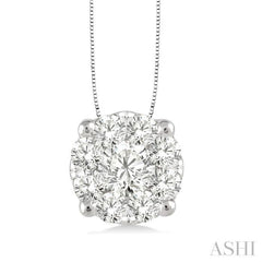 1/2 Ctw Lovebright Round Cut Diamond Pendant in 14K White Gold with Chain