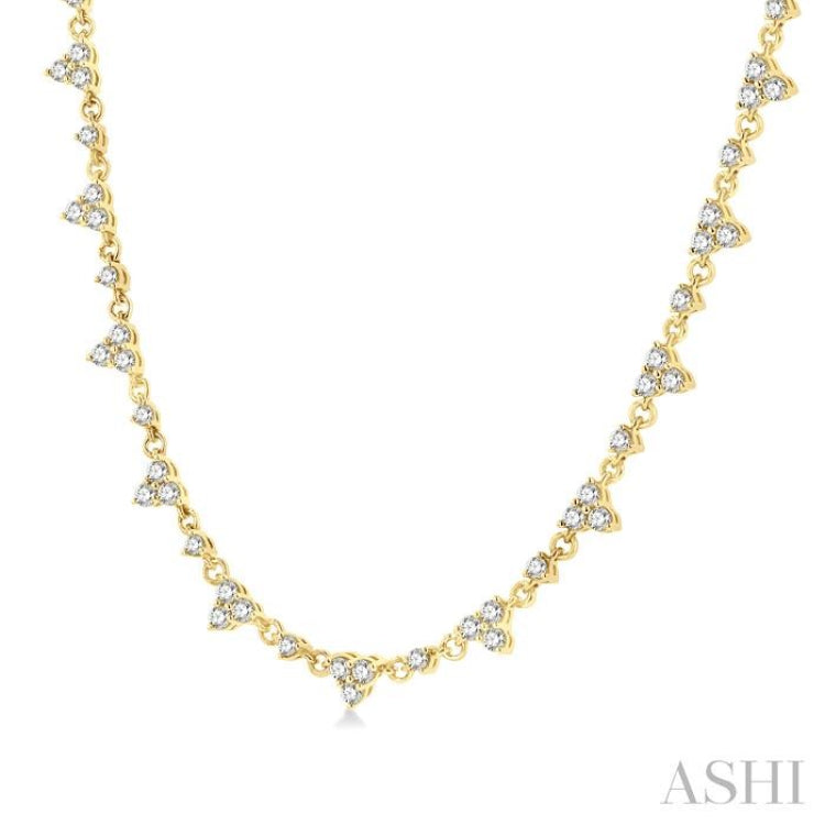 2 Ctw Trio Round Cut Diamond Necklace in 14K Yellow Gold