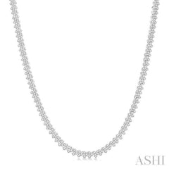 3 Ctw Chevron Round Cut Diamond Tennis Necklace in 14K White Gold