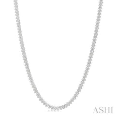 3 Ctw Chevron Round Cut Diamond Tennis Necklace in 14K White Gold