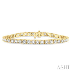 8 Ctw Square Shape Round Cut Diamond Tennis Bracelet in 14K Yellow Gold