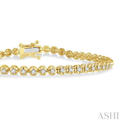 1 Ctw Round Cut Diamond Illusion Tennis Bracelet in 10K Yellow Gold