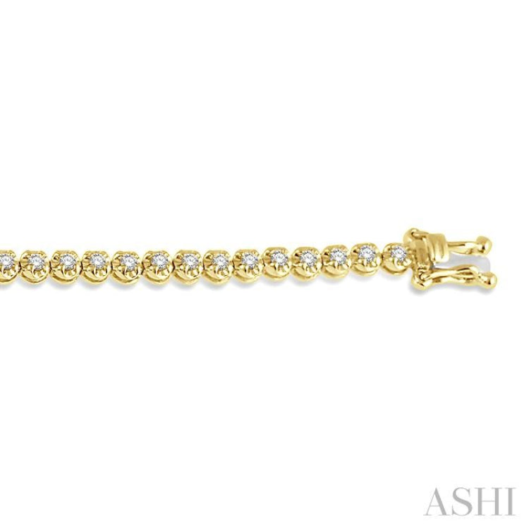 1 Ctw Round Cut Diamond Illusion Tennis Bracelet in 10K Yellow Gold