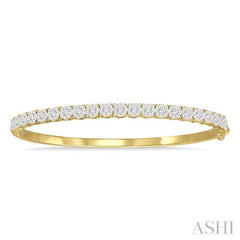 1 1/2 Ctw Circular Lovebright Round Cut Diamond Bangle in 14K Yellow and White Gold