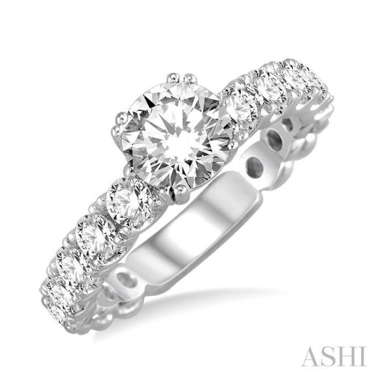 1 Ctw Diamond Semi-Mount Engagement Ring in 14K White Gold