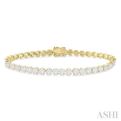 3 Ctw Round Cut Lovebright Diamond Tennis Bracelet in 14K Yellow and White Gold