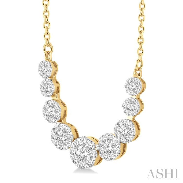 1 Ctw Round Cut Diamond Lovebright Necklace in 14K Yellow and White Gold