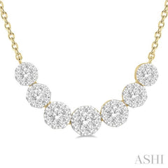 3/4 Ctw Round Cut Diamond Lovebright Necklace in 14K Yellow and White Gold