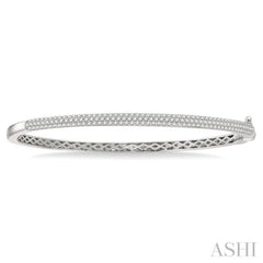 1 Ctw Round Cut Diamond Fashion Bangle in 14K White Gold