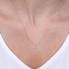 1/20 Ctw Initial 'C' Round Cut Diamond Pendant With Chain in 14K White Gold