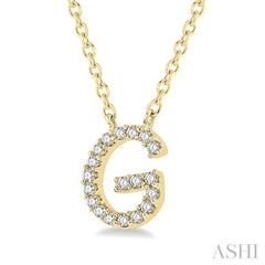 1/20 Ctw Initial 'G' Round Cut Diamond Pendant With Chain in 14K Yellow Gold