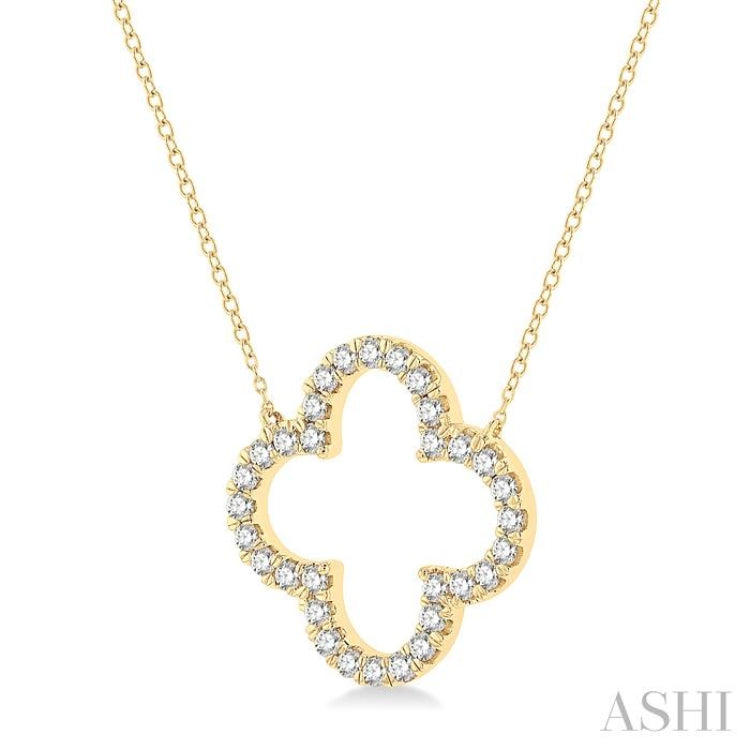 1 Ctw Clover Round Cut Diamond Pendant in 14K Yellow Gold