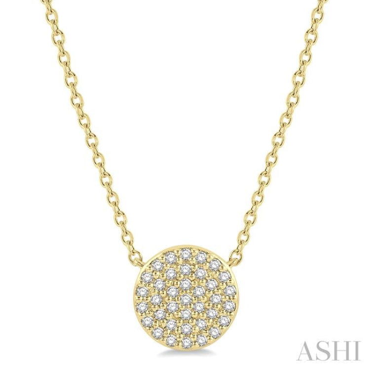 1/6 Ctw Disc Round Cut Diamond Pendant in 10K Yellow Gold