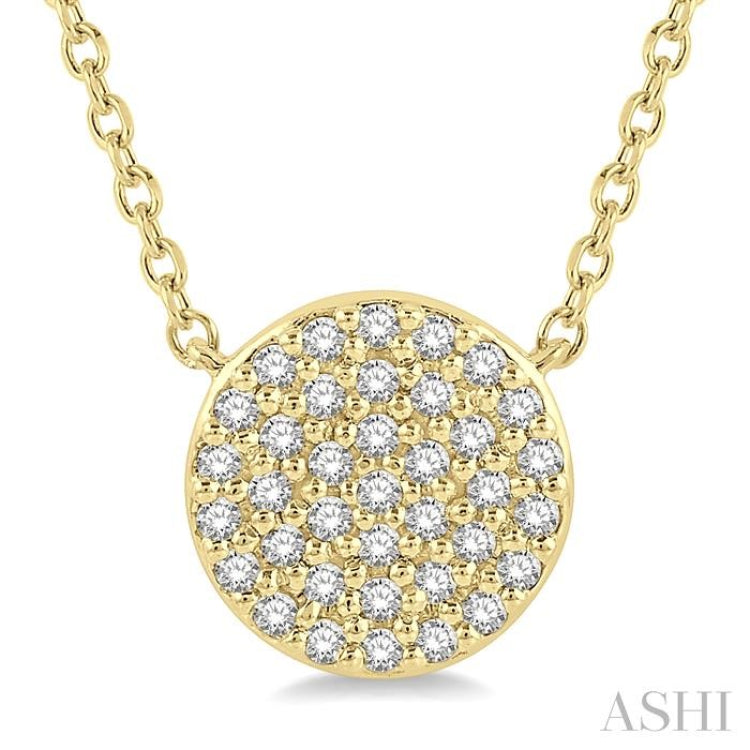 1/6 Ctw Disc Round Cut Diamond Pendant in 10K Yellow Gold