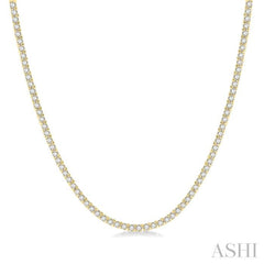 5 Ctw Round Cut Diamond Tennis Necklace in 14K Yellow Gold