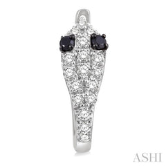 1/4 Ctw Serpent Head With Black Diamond Eyes Round Cut Diamond Huggie Earrings in 14K White Gold