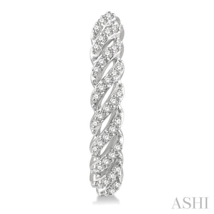 1/3 Ctw Open Twirl Round Cut Diamond Hoop Earring in 14K White Gold