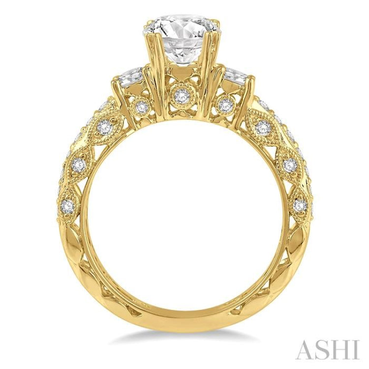 3/4 Ctw Diamond Semi-Mount Engagement Ring in 14K Yellow Gold