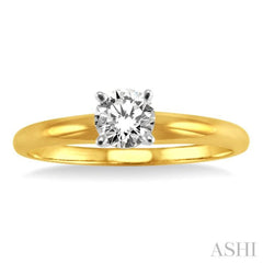 Round Cut Diamond Solitaire Ring in 14K Yellow Gold