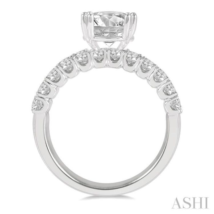 1 3/4 ctw Triple Row Round Cut Diamond Semi-Mount Engagement Ring in 14K White Gold